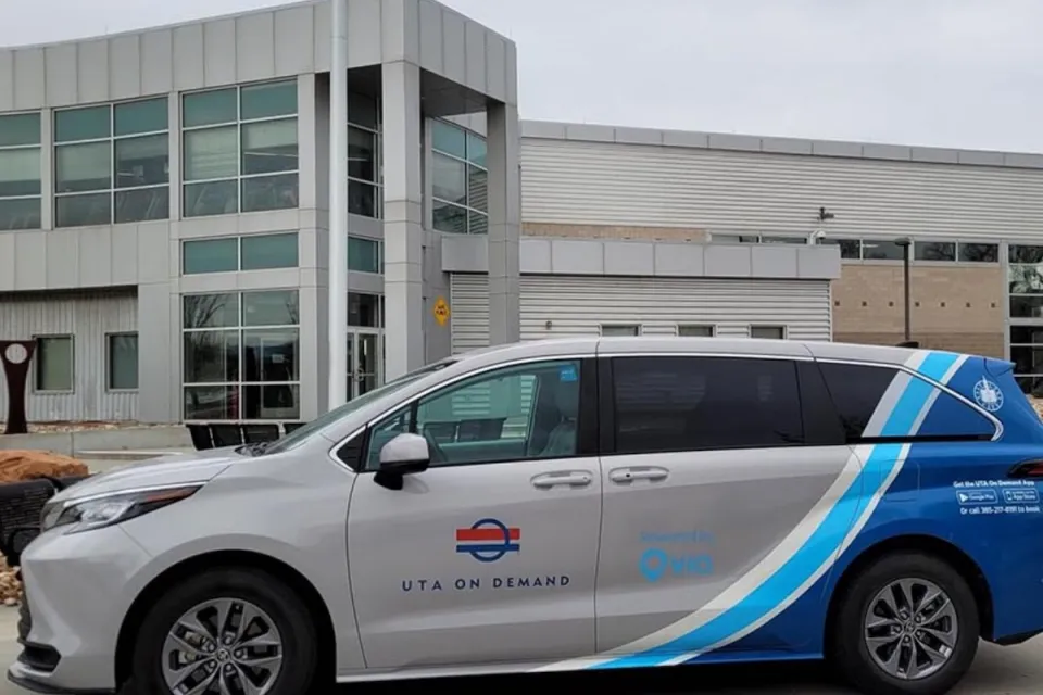 Silver UTA On Demand transit van in Utah.